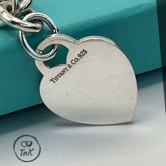 Tiffany & Co. Heart Tag Charm Initials “JSL” - Bracelet 8" Sterling Silver Round - Picture 12 of 16